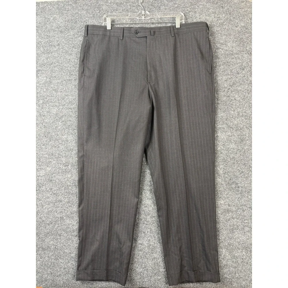 Brooks Brothers Dress Pants Mens Size 42x29 Grey Pinstripe Wool Old Money Preppy